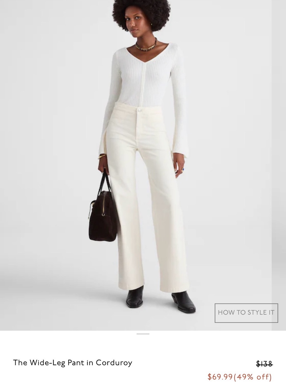 Emmett Wide-Leg Corduroy Pants in ivory